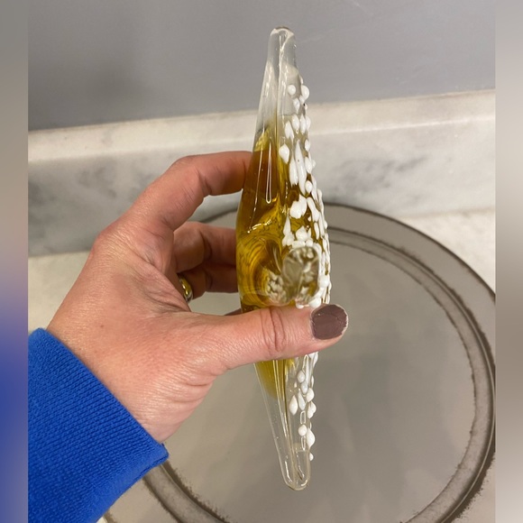 Amber Hand Blown Textured Glass Starfish Paperweight Sculpture 6.5 Inch - Picture 5 of 8